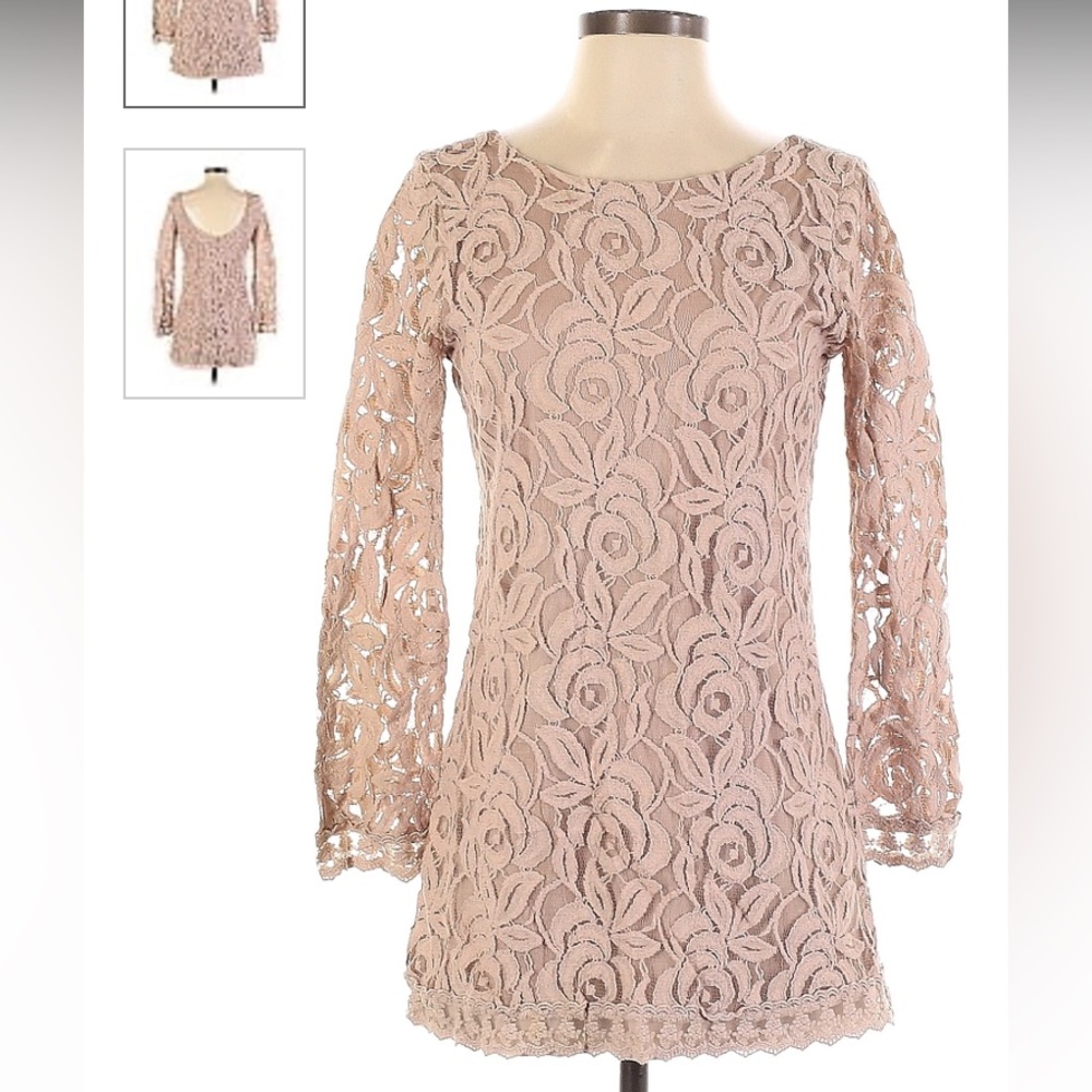 American Rag Cream Mini Lace Dress lined